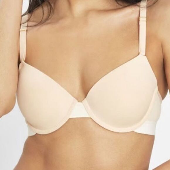 Lively NWT T-Shirt Bra Toasted Almond Beige Underwire Scalloped Lace Back 36DDD - Picture 1 of 13